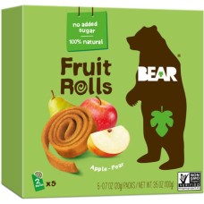 Bear Fruit Rolls Μήλο-Αχλάδι Χωρίς Ζάχαρη 5x20g Bear Fruit Rolls Μήλο-Αχλάδι Χωρίς Ζάχαρη 5x20g