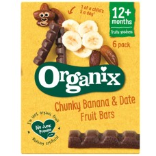 Organix Βιολογικές Μπάρες Φρούτων Μπανάνα και Χουρμάς +12m 6x17γρ